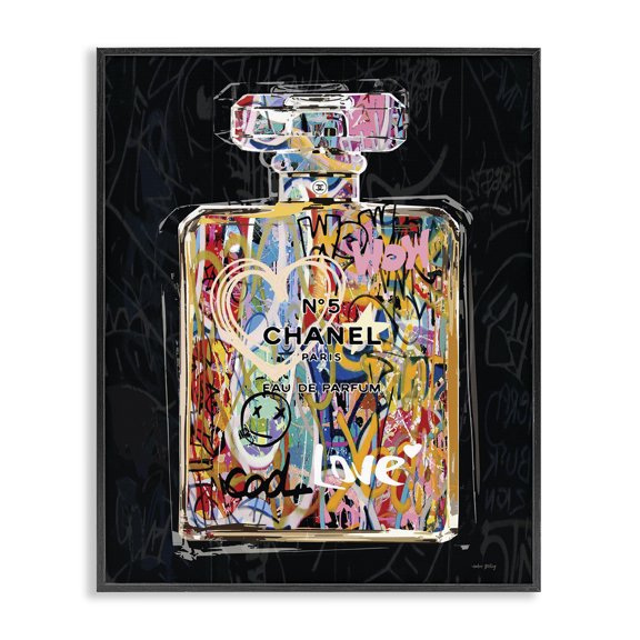 Stupell Industries Eclectic Urban Graffiti Perfume Black Framed Giclee Art, 11 x 14, by Amber Sterling