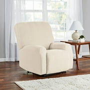 Mainstays Boucle Stretch-to-Fit Fabric Recliner Slipcover, 4-Piece, Beige