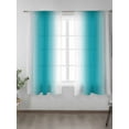thumbnail image 2 of Sheer Curtains 72 inches Long, Turquoise White Ombre Gradient Color Light Filtering Sheer Window Curtains Rod Pocket Voile Drapes for Bedroom Living Room, 52"W x 72"L 2 Panels, 2 of 7
