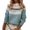 Light Blue, variant on Women Sweater Round Neck Long Sleeve Crochet Knit Pullover Sweater Geometric Pattern Patchwork Color Knit Top
