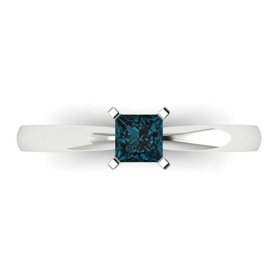 Clara Pucci 14K White Gold 0.5ct LondonBlueTopaz Solitaire Ring for Women