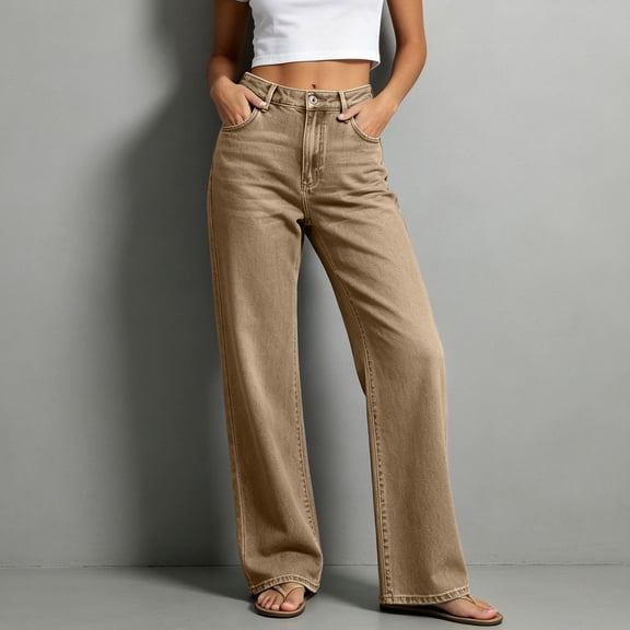 Aimik Classic Jeans for Women High Waisted Wide Leg Jeans Loose Fashion Denim Pants for Everyday Wear