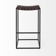 thumbnail image 2 of Dark Brown Woven Leather Bar Stool, 2 of 8