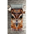thumbnail image 2 of Ambesonne Retro Quilted Coverlet 2 Pcs, Geometric Mosaic Owl Art, Twin Size, Orange Brown, 2 of 2