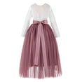 thumbnail image 2 of Ekidsbridal A-Line V-Back Lace Formal Flower Girl Dress with Sleeves Communion Baptism Gown for Church 290R3 M, 2 of 3