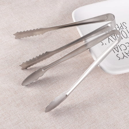 MLINS  4 Pcs Stainless Steel Food Tongs for Serving Cube Mini Silver