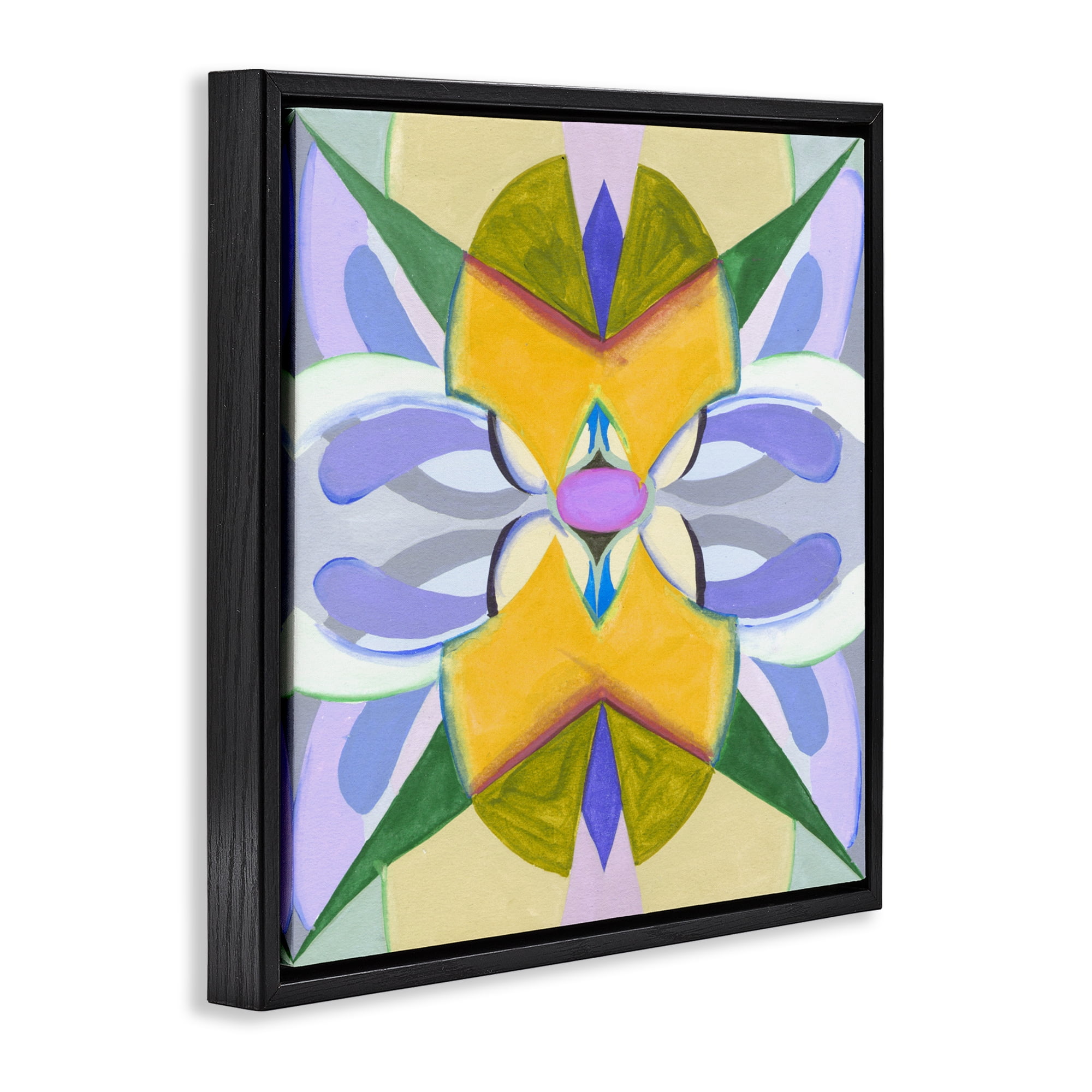 Stupell Industries Revival Kaleidoscope Symmetry Black Framed Floater Canvas Wall Art, design by Melissa Wang