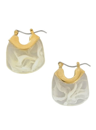 Clip On Xl Blackberry Lucite Bamboo Hoops, Gold & Honey