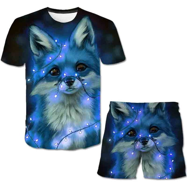 Conjuntos de ropa para bebés, niños, niñas, gatos, camisetas de dibujos animados para niños, pantalones cortos, trajes, ropa informal para niños, trajes de 1 a 14 años, 9T Gao Jinjia LED