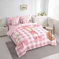 thumbnail image 3 of Feelyou Pink Bowknot Plaid Comforter Set 7pcs, Baseball Sports Lover King Bedding Sets, 3 of 8