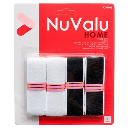 New 330818 Nuvalu Velcro Strip 4 Pc White & Black (24-Pack ...