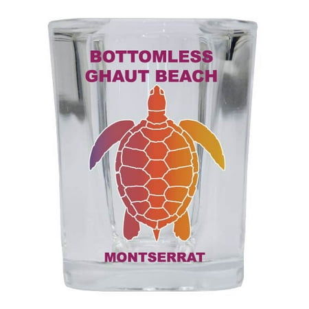 

BOTTOMLESS GHAUT BEACH Square Shot Glass Rainbow Turtle Design