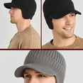 thumbnail image 3 of Men Winter Hats for Guys Cool Beanies Lined Knitted Warm Cap Ear-flaps for Men Outdoor Fleece Hat, Black, 3 of 8