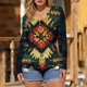 thumbnail image 5 of TaTaai Western Print Blouse Lightweight Soft Women's Fashion Retro Round Neck Long Sleeve Button Detail Loose Casual Spring Daily Wear Top Gift, 5 of 5