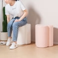 thumbnail image 4 of PINPLUS Ottoman Teddy Velvet Modern Round Ottoman Upholstered Foot Stool Clover Shape Teddy Vanity Chairs for Dorm 14in PINK, 4 of 7