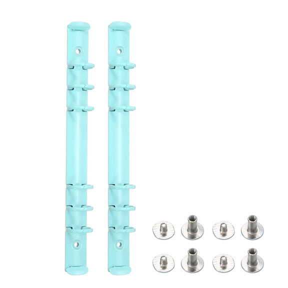 Uxcell A5 6-Hole Ring Binder Mechanisms, 2 Set Binder Spines Replacement for Office Planners Documents Recipes Organization Storage, Blue