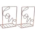 thumbnail image 1 of Bookends Rose Gold, Decorative Metal Book Ends Supports For Shelves (1 Pair), 1 of 2