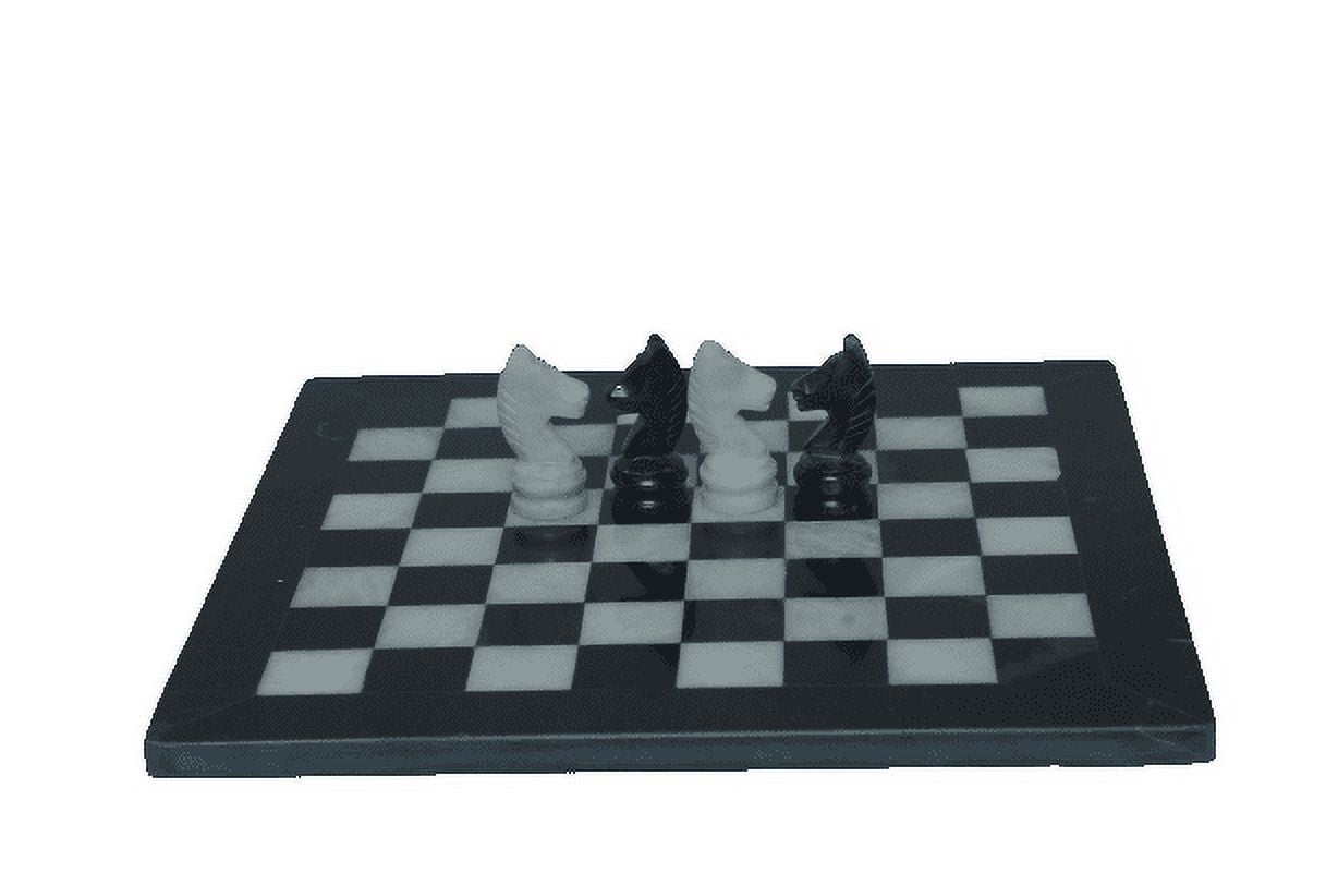 JT Handmade Black and White Full Marble Chess Game Set- Original Marble Chess – Non Wooden Metal – Non Magnetic – Non Backgammon