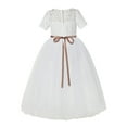 thumbnail image 2 of Ivory Floral Lace Flower Girl Dress for Church Communion Baptism LG2R1, 2 of 3