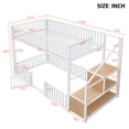 thumbnail image 2 of Harper & Bright Designs Twin Size Metal Bunk Bed with Storage stairs, Twin over Twin Heavy Duty Bunk Bed Frame with Fully Enclosed Safety Rail for Apartment Dormitory, White, 2 of 10