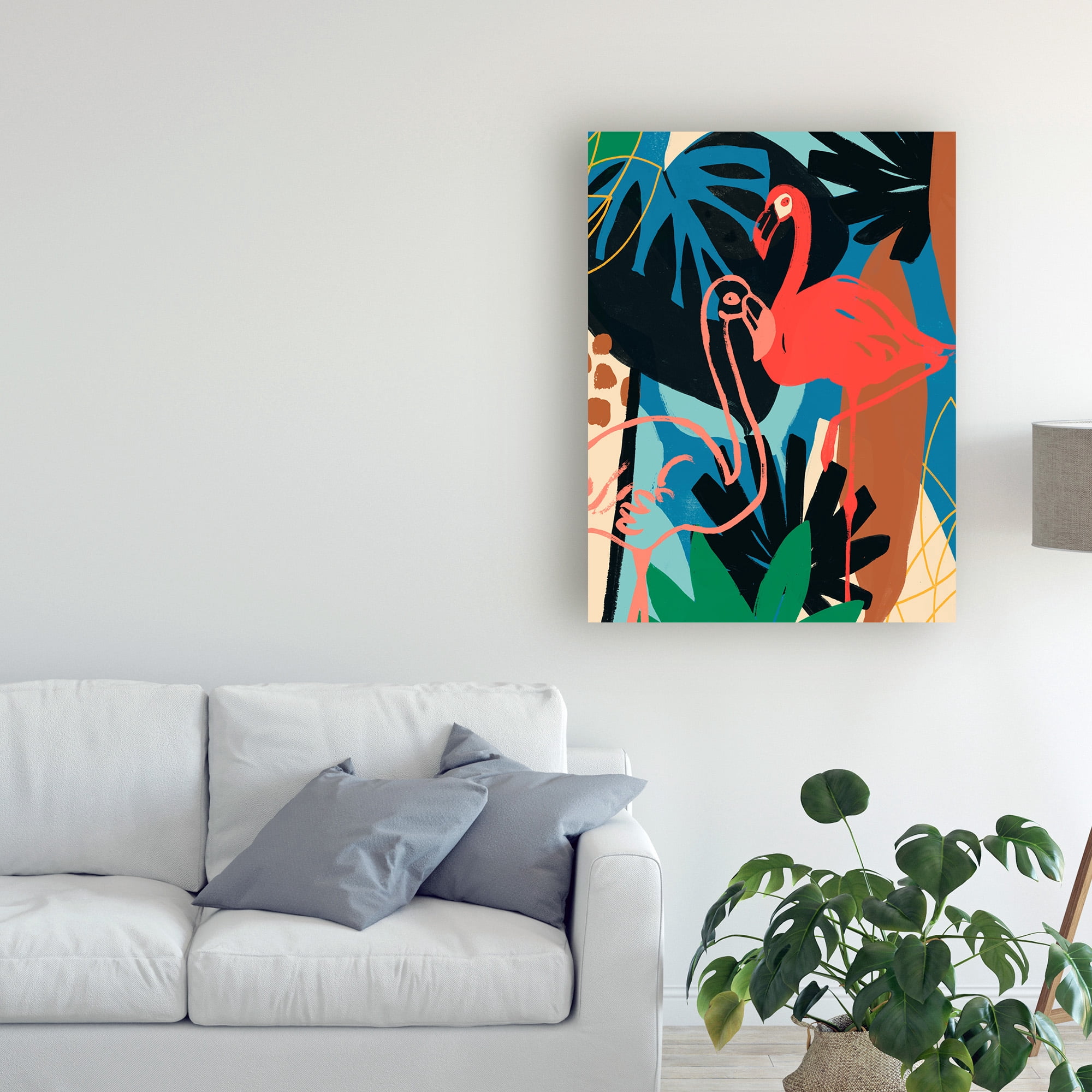 Trademark Fine Art 'Funky Flamingo II' Canvas Art by June Erica Vess