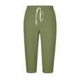 thumbnail image 7 of Fnooota Cotton Linen Capri Pants for Men, Elastic Waist Summer Casual Relaxed Fit Mens Capris Green Size M, 7 of 7