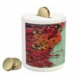 thumbnail image 2 of Autumn Piggy Bank, Fall Ivy on Old House Walls Left Countryside Mansion Vintage Architecture Design, Ceramic Coin Bank Money Box for Cash Saving, 3.6" X 3.2", Red Mint Green, by Ambesonne, 2 of 4