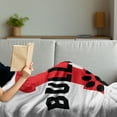 thumbnail image 3 of English Bulldog Soft Flannel Fleece Blanket, Paw Print Silhouette and Giant B Letter Background Custom Logo Design, Cozy Plush for Indoor and Outdoor Use, 50" x 70", Red Black White, by Ambesonne, 3 of 5