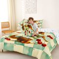 thumbnail image 4 of Homewish Plaid Dachshund Dog Full Size Comforter Sets,Lovely Cherry Floral Bedding Comforter Set,Green,Colorful Stars Reversible,3pcs,1 Comforter and 2 Pillowcases, 4 of 7