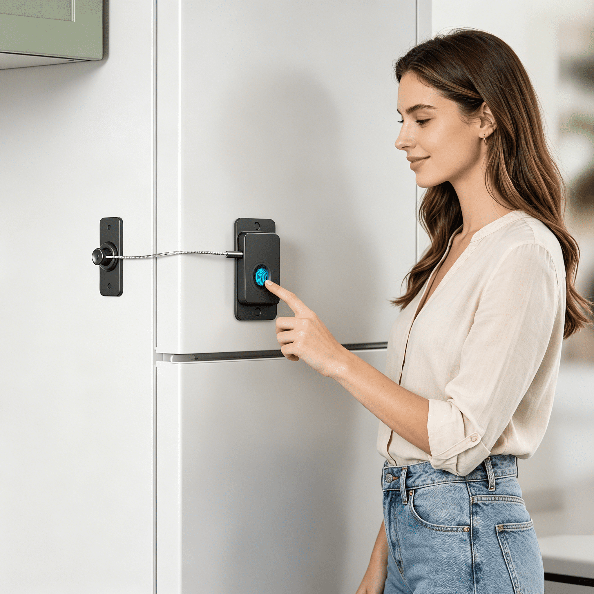 ZHZFKQ 2026 New Fingerprint Fridge Lock(2 Pack),Refrigerator Lock with Fingerprint,For Fridge,Cabinet Locks,Drawers,Dishwasher,Toilet and Cabinet Locks Baby Proofing,Adhesive No Drilling(Black)