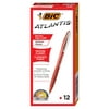 BIC Atlantis Original Retractable Ball Pen, Medium Point (1.0 mm), Red, 12-Count