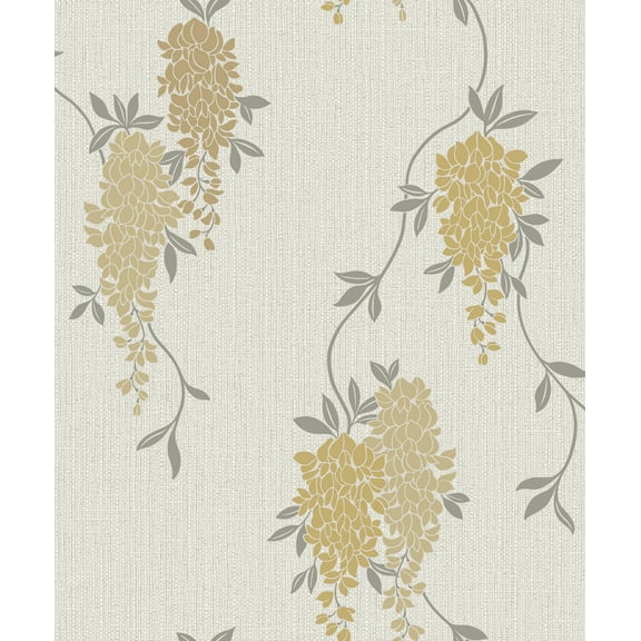 Fine Decor Aisla Yellow Wisteria Wallpaper