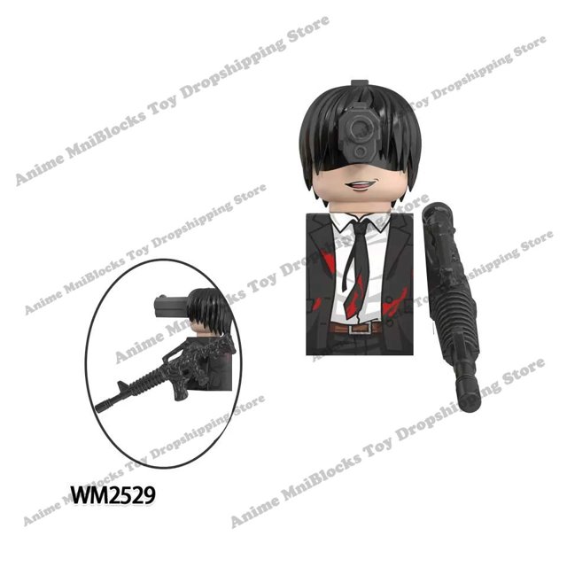 WM blocks 2523 2524 Chainsaw Man Denji Pochita Anime ladrillos dibujos animados mini figuras de juguete de acción bloques de construcción Assembl juguetes regalos Dengxun unisex