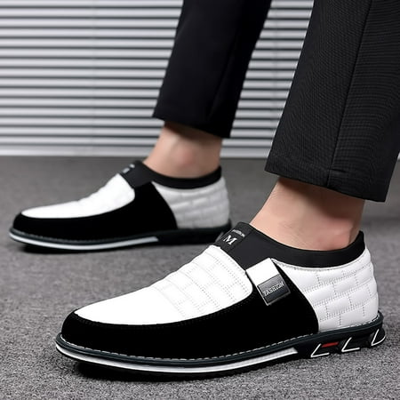 

Feiboyy Fashion Style Men s Breathable Comfortable Business Slip On Work Leisure Solid Color Leather Shoes