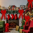 thumbnail image 7 of Pakyozj 6 Pcs Red Christmas Bows Outdoor Decorations,12”x20” Large Velvet Wreath Bow with Glitter S, 7 of 7