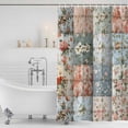thumbnail image 4 of Elegant Spring Floral Waterproof Fabric Shower Curtain,Summer Botanical Plaid Farmhouse Waterproof Fabric Shower Curtain for Bathroom Curtains Bathtubs Shower Curtains with 12 Hooks Stall 48x72in, 4 of 8