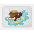thumbnail image 1 of Zodiac Taurus Bath Mat, Cosmic Cartoon Art Bull Character behind Blue Fluffy Cloud with Yellow Stars, Non-Slip Plush Mat Bathroom Kitchen Laundry Room Decor, 29.5 X 17.5 Inches, Multicolor, Ambesonne, 1 of 2