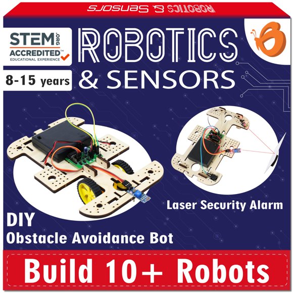 Butterfly Edufields Trousse de Robotique STIM 10-en-1 pour Enfants de 8 à 14 Ans, Carte de Circuit Électronique et d'Ingénierie, Trousse Scientifique pour 12 à 14 Ans
