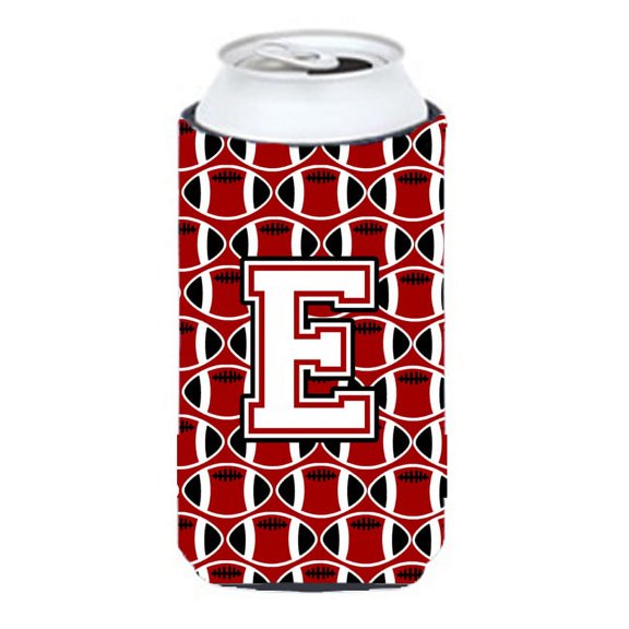 Carolines Treasures CJ1082-ETBC Letter E Football Cardinal and White Tall Boy Beverage Insulator Hugger Tall Boy
