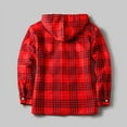 thumbnail image 5 of Feancey Men's Flannel Shirts Jacket Sherpa Lined Fleece Plaid Hoodie Coats Winter Long Sleeve Drawtsring Hooded Jackets Comfy Fuzzy Warm Coat with Pockets ,Red,L, 5 of 7