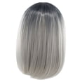 thumbnail image 1 of Peluca Bob para mujer, color degradado, peluca sintética para cosplay, peluca corta y recta, peluca Bob de encaje resistente al calor (gris degradado), 1 of 5