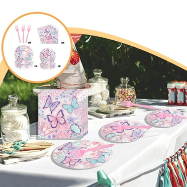 Wdhugt Butterflies Birthday Party Supplies Colorful Tableware Set Of Disposable 7 Inch Plates 10pcs 9 Inch Plates 10pcs Tableware Napkins 20pcs Tableware