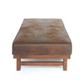 thumbnail image 3 of Grand Pouf Table Basse en Similicuir Pouf Carré pour Salon, Chambre, Entrée Brun + Noyer, 3 of 7