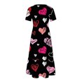 thumbnail image 3 of Jusqu'à 65 % de Réduction! Robes d'Été Mode pour Femmes 2024 Grande Taille Décontractée Manches Courtes Col Rond Robe Fluide à Étages Robe de Plage avec Poches Robe Imprimée de la Saint-Valentin, 3 of 4