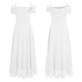 thumbnail image 6 of iiniim Kids Flower Girls Off Shoulder Chiffon Junior Bridesmaid Wedding Pageant Formal Ball Gown Maxi Dress Ivory 6, 6 of 7