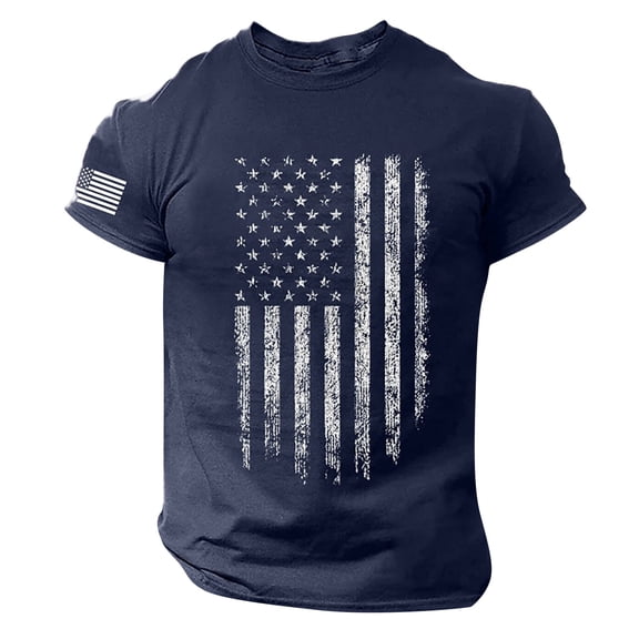 Fabrcox 1776-2026 250 Anniversary USA Shirts Flag Print Short Sleeve 4th of July T-Shirts for Men Independence Day Men's Patriotic Shirts Blue XXL