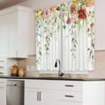 thumbnail image 3 of Watercolor Floral Kitchen Curtains 27.5Wx36H Inch Rod Pocket Colorful Wild Flower Cafe Curtains Rustic Leaves Plants Spring Botanical Farmhouse Wooden Bathroom Window Curtain Fabric 2 Panels, 3 of 5