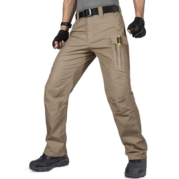 Pantalones Cargo FREE SOLDIER Marrón Ligero y Resistente al Agua