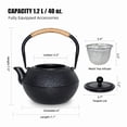 thumbnail image 6 of Cast Iron Tea Pot - Twine Handle Teapot Kettle with Infuser and Enameled Interior for Stove Top, 1.2L/40, 6 of 7
