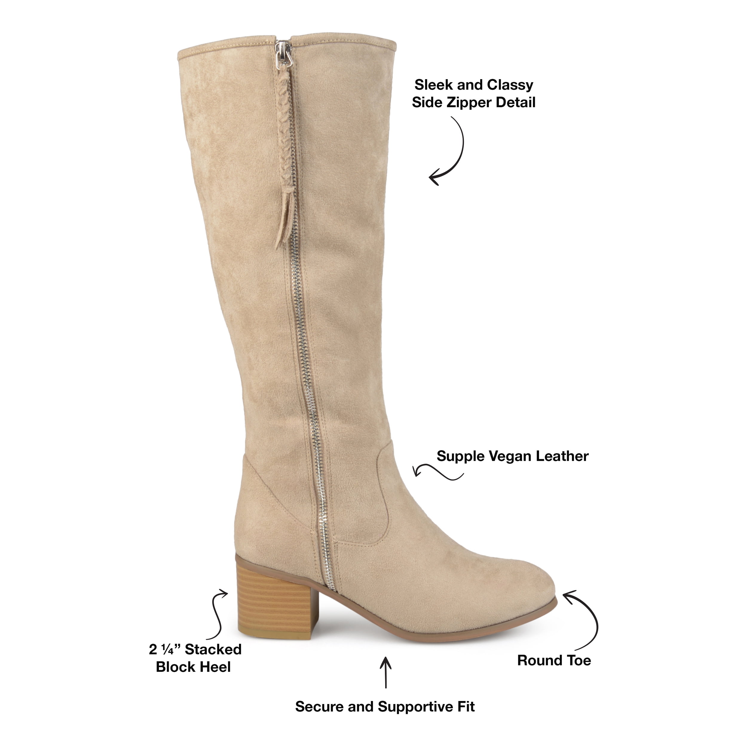Journee Womens Sanora Wide Calf Stacked Heel Riding Boots